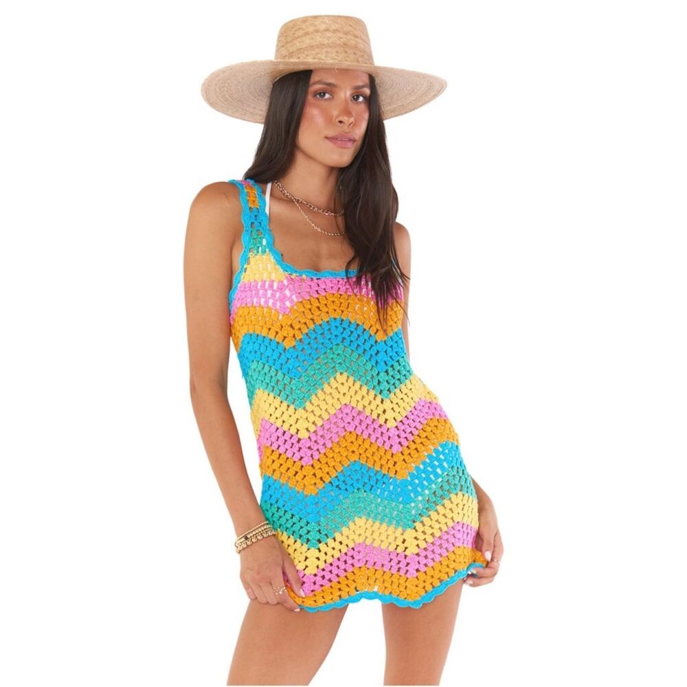 Show Me Your Mumu Women's Tara Mini Dress Sea Breeze Crochet Size Small